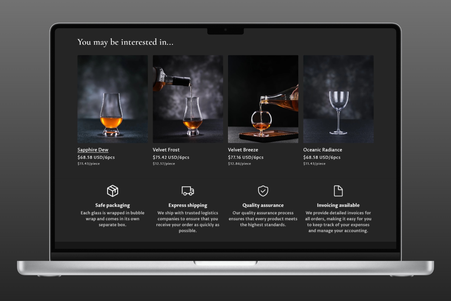 Product recommendations section on the product page