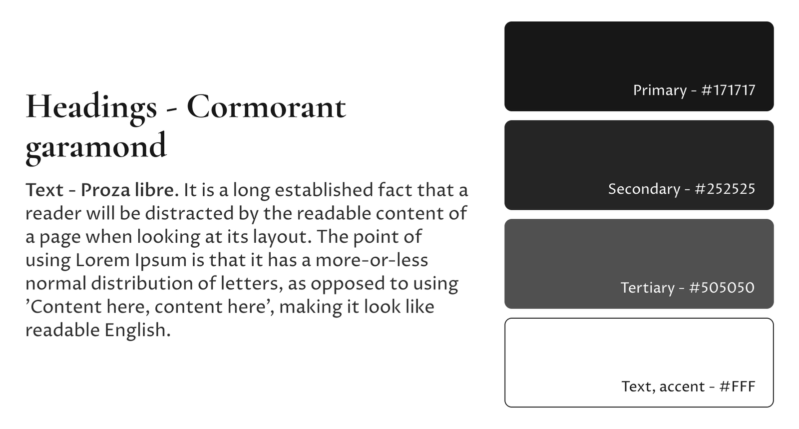 Selected colors for the website were black, dark gray, gray and white